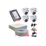 Combo 4 ch con cámaras domo 2mpx marca Hikvision.